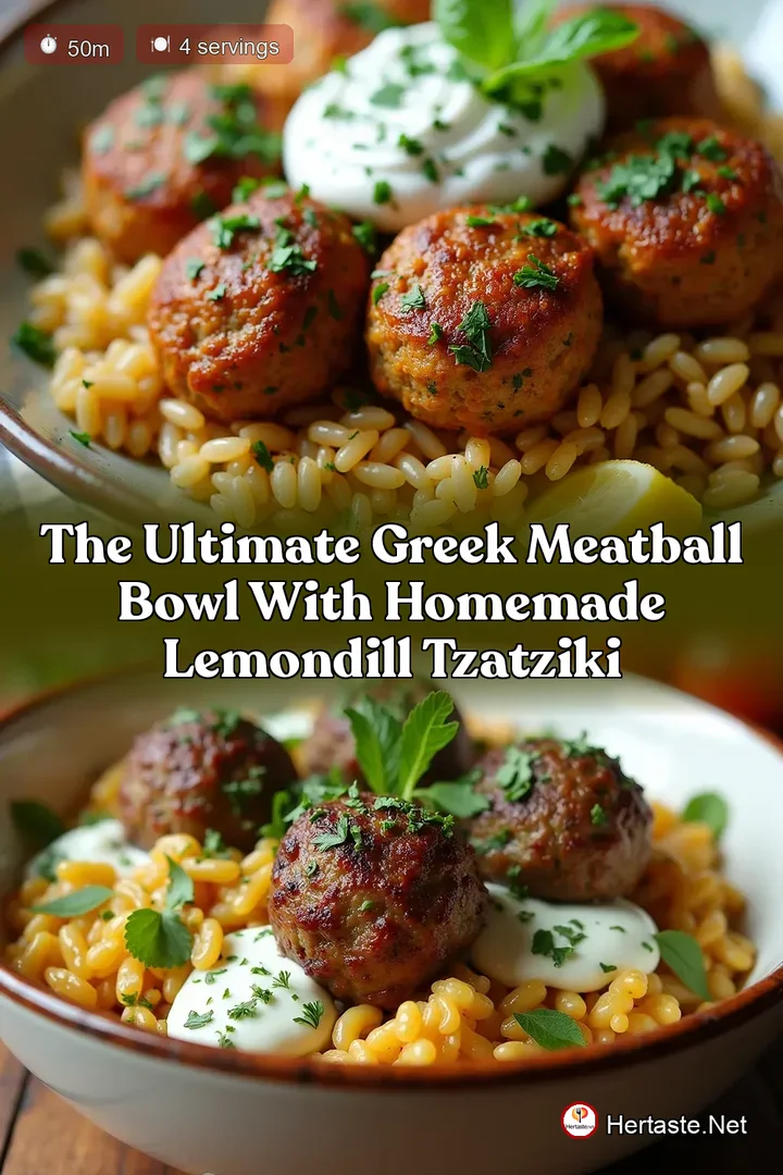 The Ultimate Greek Meatball Bowl with Homemade LemonDill Tzatziki