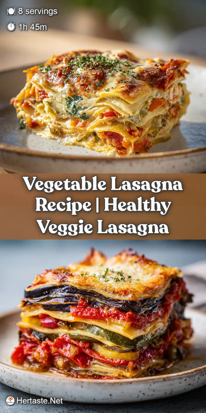 Close-up reveals soft layers of vegetable lasagna, creamy white sauce oozing between golden pasta sheets, a tempting comfo...