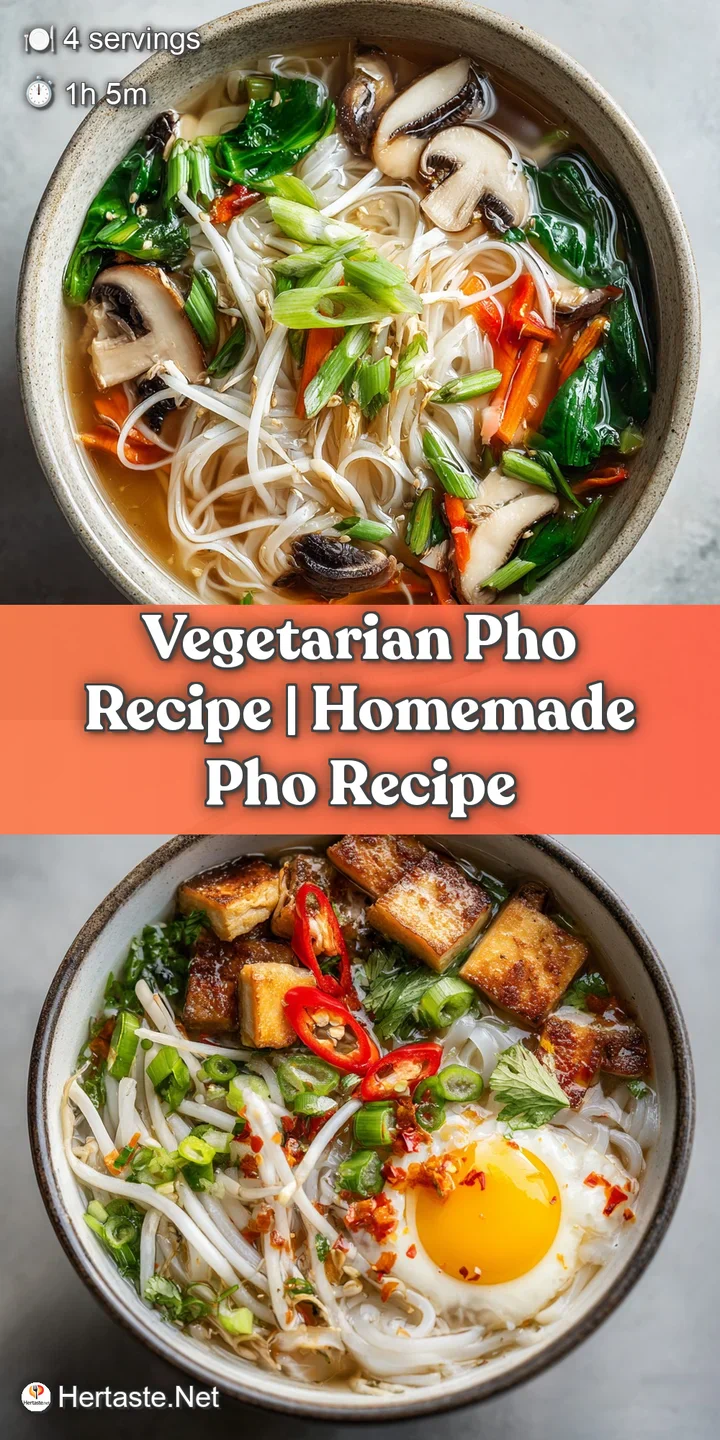 Close-up of vegetarian pho: glistening noodles, rich broth, and colorful veggies create a mouthwatering, flavorful scene.