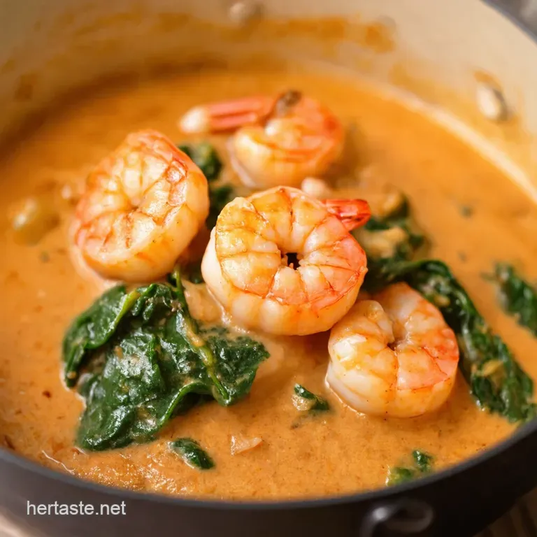 10Minute Creamy Garlic Shrimp Spinach presentation