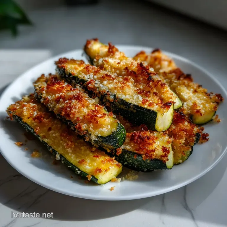 Air-fried zucchini slices, artfully arranged, sprinkled with cheese, a drizzle of olive oil, and a sprig of fresh parsley,...