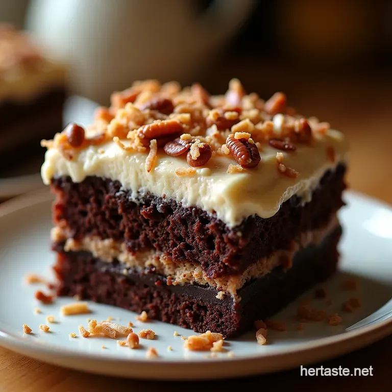 The Proper Bake Decadent Authentic German Chocolate Cake with CoconutPecan Frosting presentation