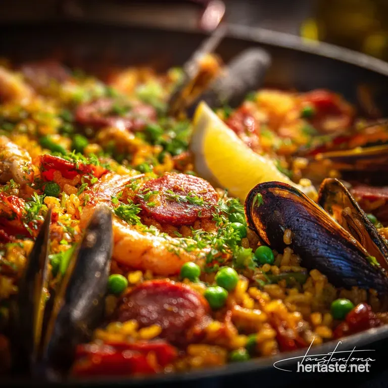 Authentic Spanish Mixed Seafood Paella Paella Mixta presentation