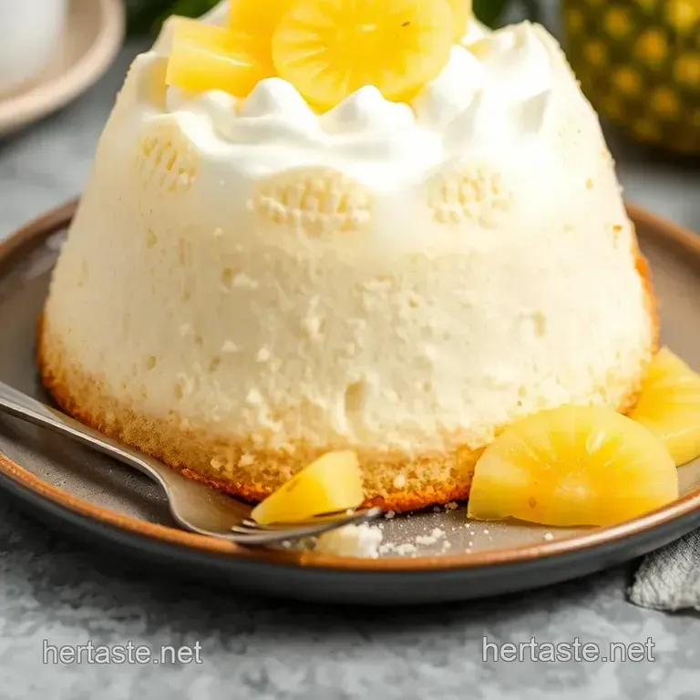 Heavenly Pineapple Angel Food Cake presentation