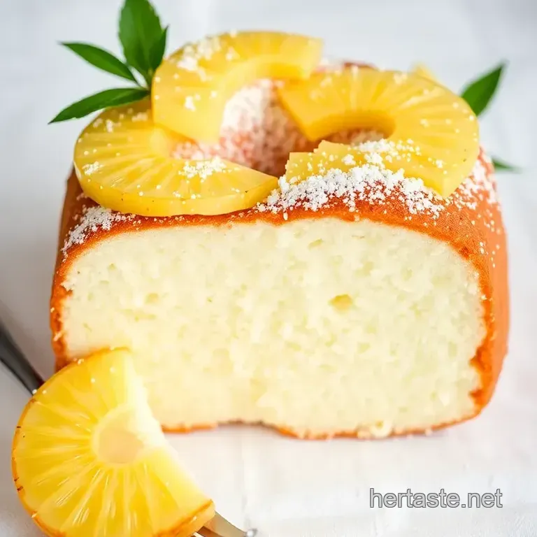 Light & Fluffy Angel Food Cake with Sweet Pineapple Topping presentation