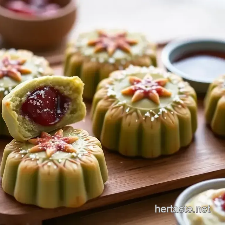 Baked Matcha Mooncakes with Red Bean Delight