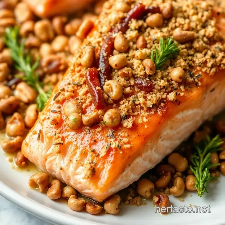 Bake Salmon with Crunchy Hazelnuts presentation