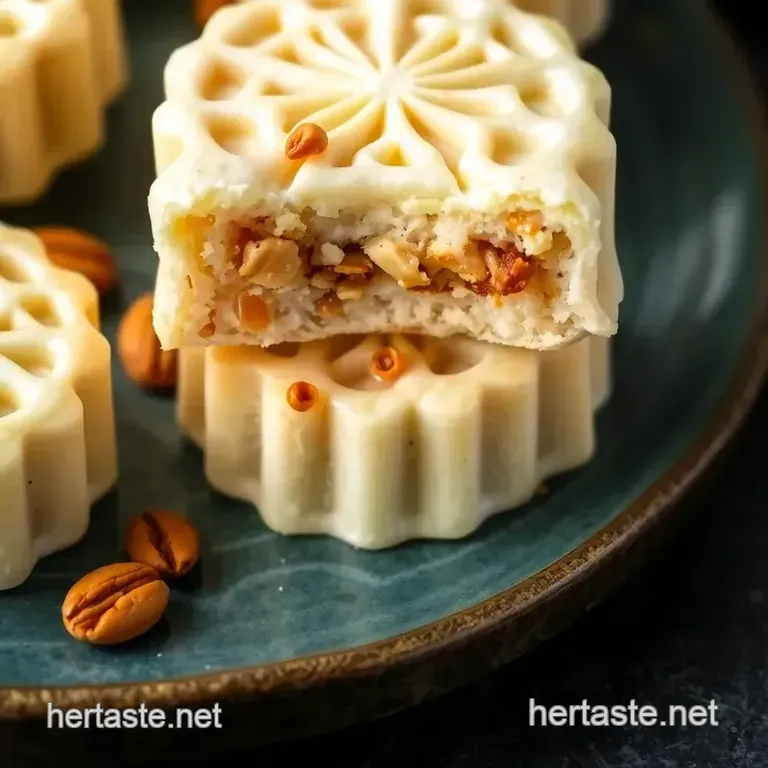 Delectable White Lotus Mooncakes with Crunchy Nuts presentation