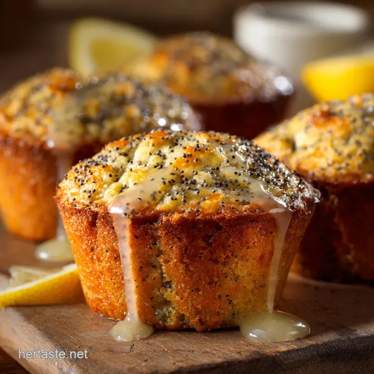 The Baker Street Secret Moist Almond Poppy Seed Muffins with Lemon Drizzle presentation