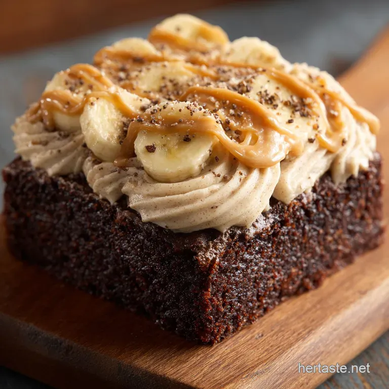 Banana Brownies with Peanut Butter Banana Frosting: the Ultimate Fudgy Banoffee Bake presentation