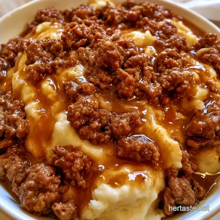 Ground Beef Over Mashed Potatoes with Savory Gravy