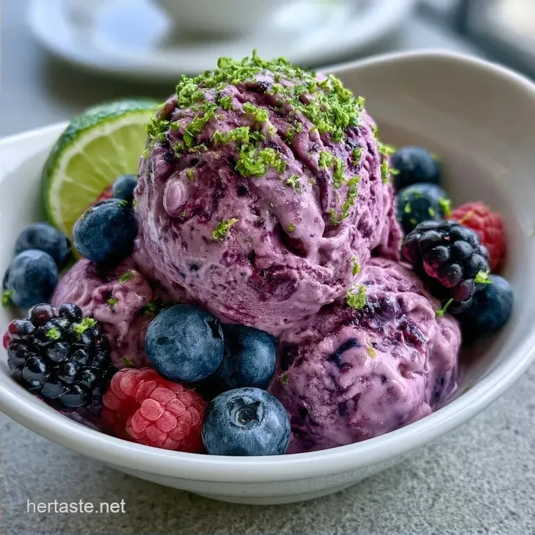 Blueberry Lime Ice Cream with Fresh Berries