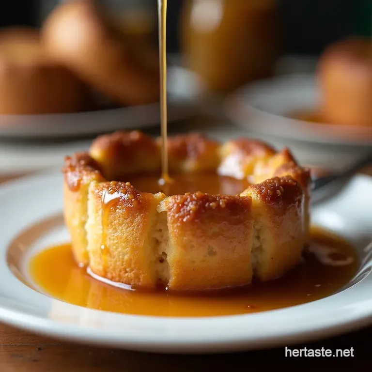 The Ultimate Sticky Toffee Brioche Bread Pudding with Salted Caramel Sauce presentation