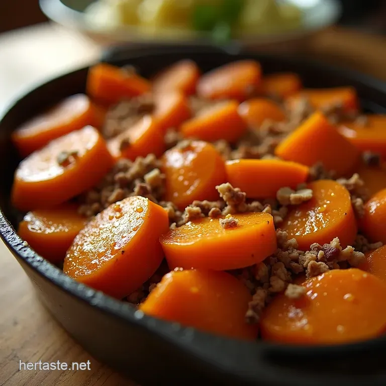 The Sunday Best Ovenbaked Candied Yams with Brown Butter and Pecan Crunch presentation