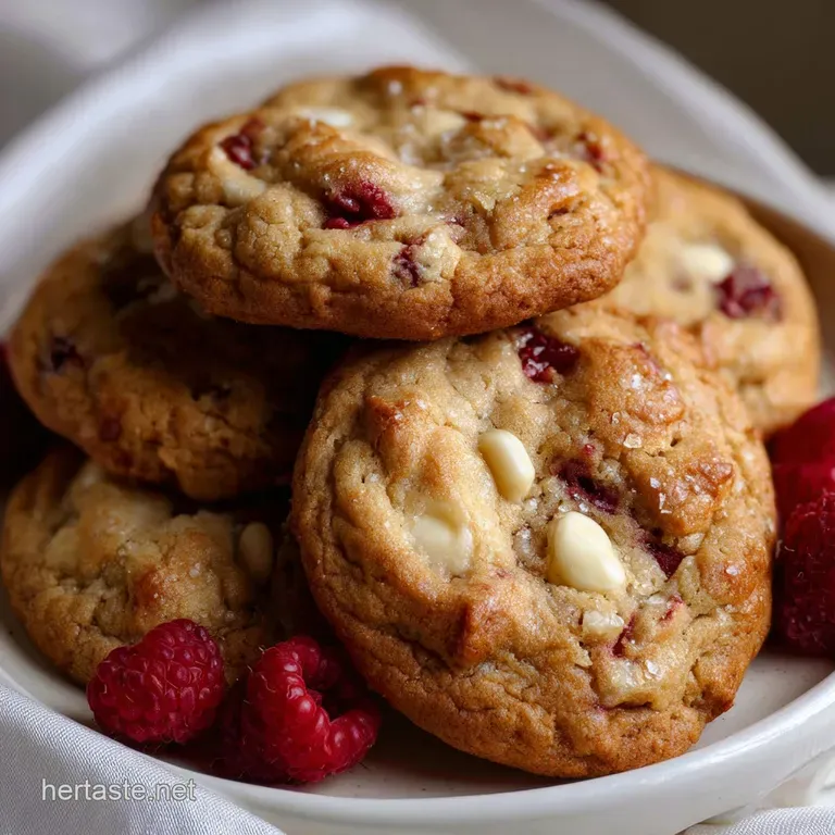 White Chocolate Raspberry Cookies with Brown Butter presentation