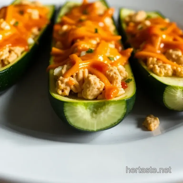 Buffalo Chicken Zucchini Boats presentation