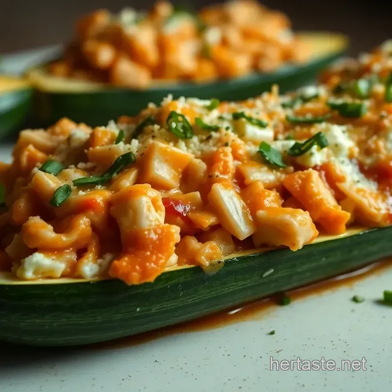 Buffalo Chicken Zucchini Boats