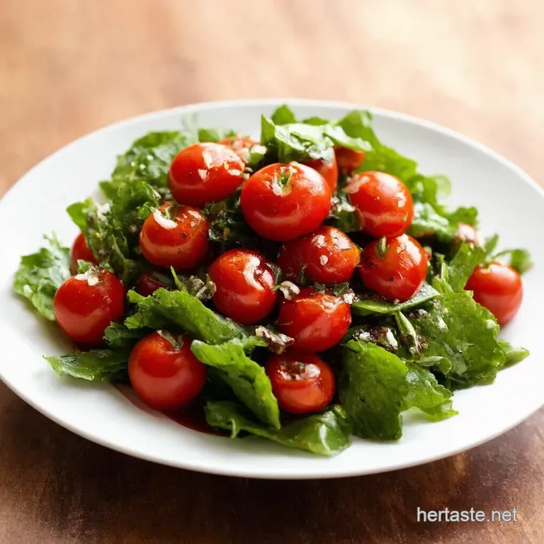 Bursting Summer Tomato Salad with Basil Balsamic Glaze presentation