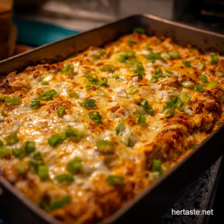Cheesy Chicken Enchilada Bake Fiesta in a Dish presentation