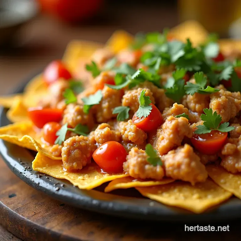 Cheesy Chicken Fajita Nachos presentation