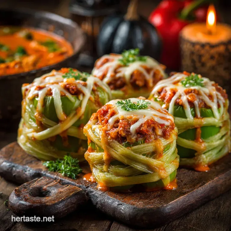 Pharaohs Feast Cheesy Stuffed Pepper Mummies