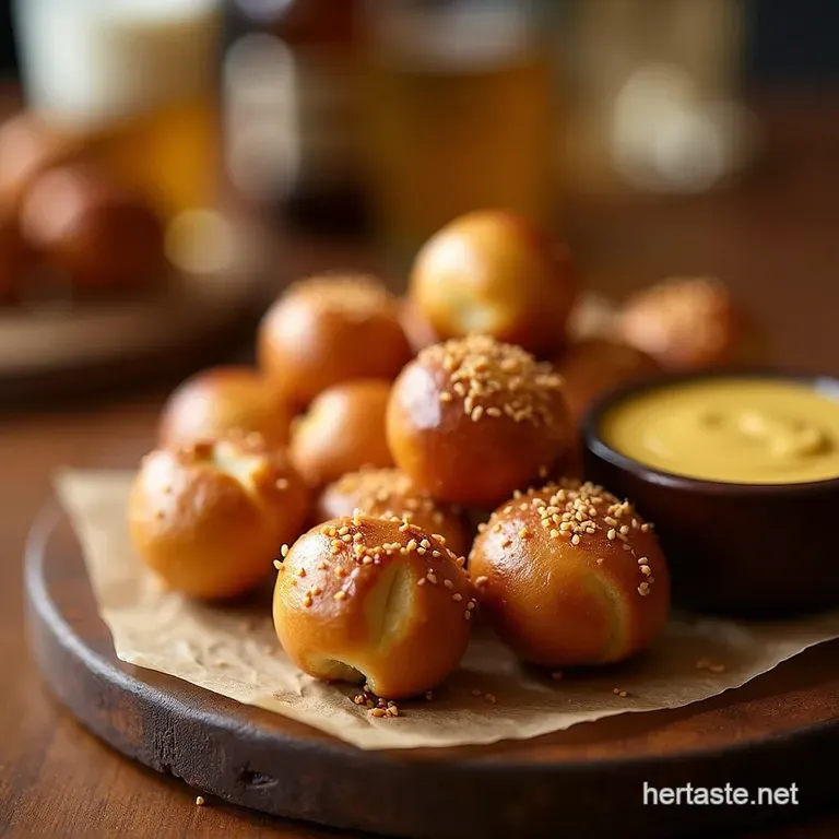 The Ultimate Chewy Pubstyle Soft Pretzel Bites with Brown Butter Mustard Dip presentation