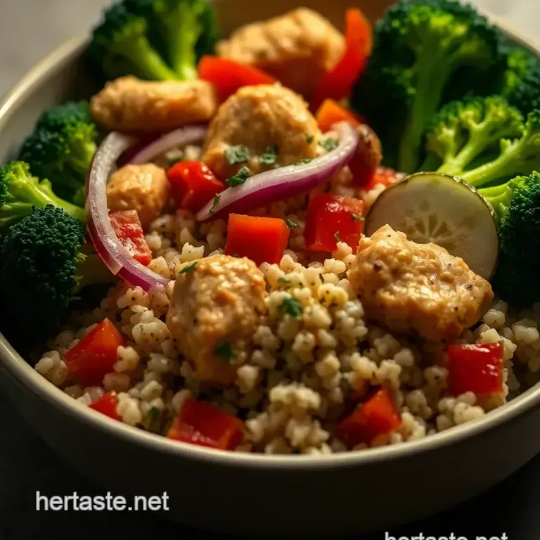 Chicken and Quinoa Power Bowl with Roasted Vegetables presentation
