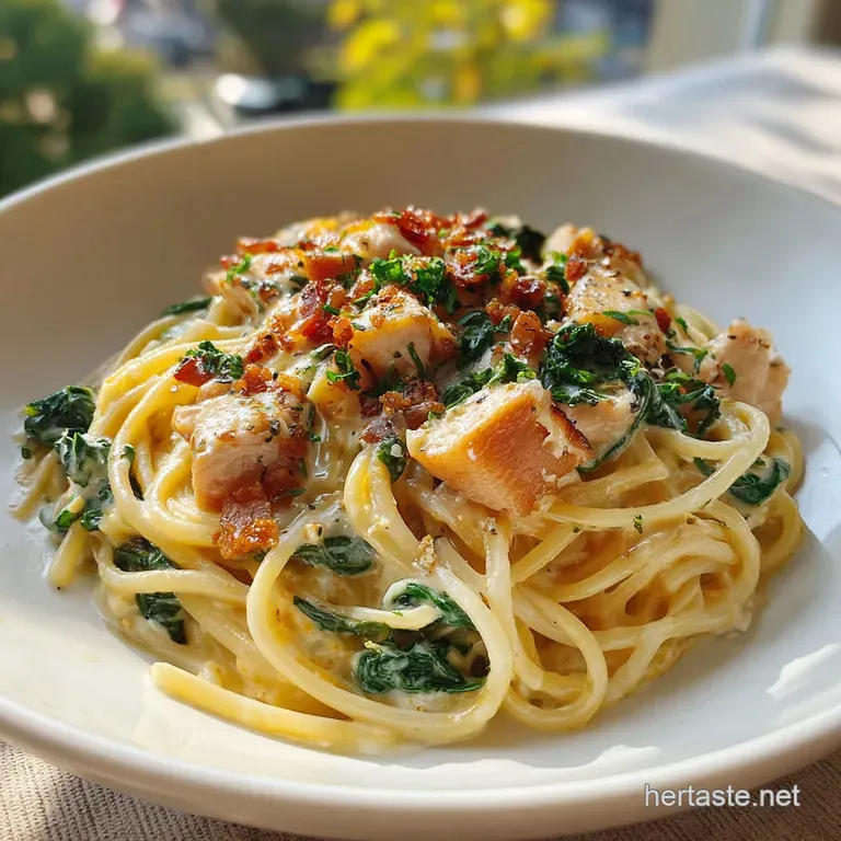 Chicken Bacon Spinach Spaghetti Recipe