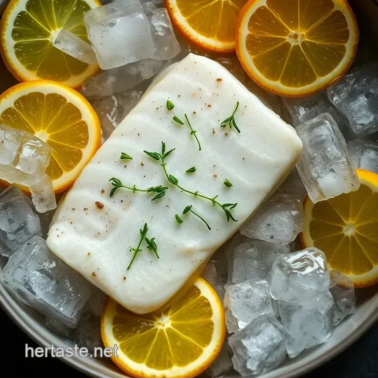 Chilled Citrus Herb Fish on Ice presentation