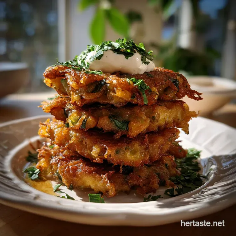 Crispy Cilantrojalapeo Latkes with Chipotle Sour Cream presentation