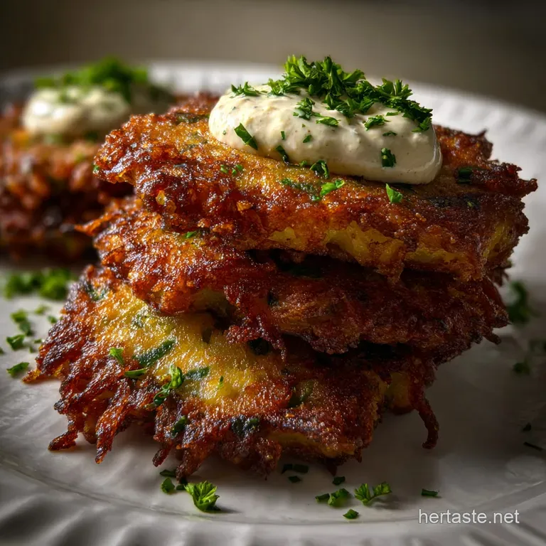 Crispy CilantroJalapeo Latkes with Chipotle Sour Cream