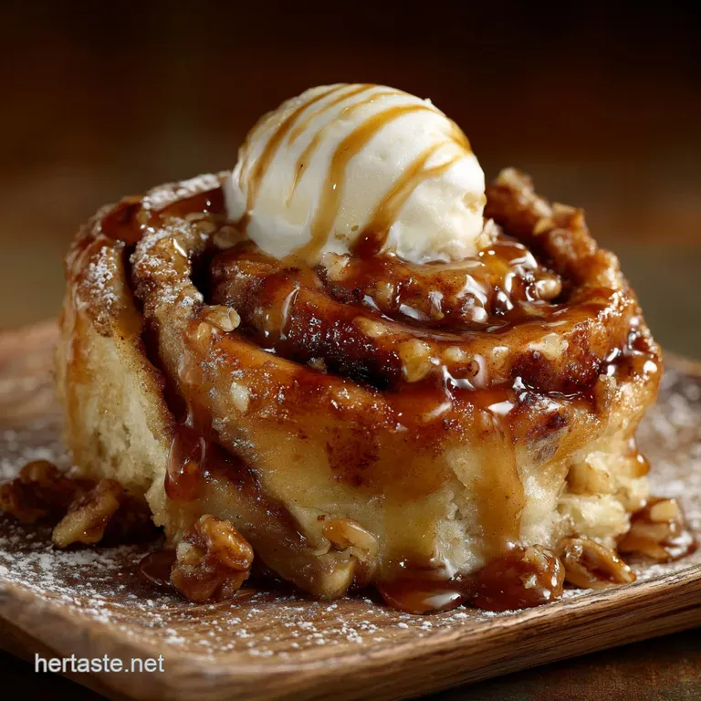The Sticky Toffee Delight Cinnamon Roll Apple Cobbler presentation