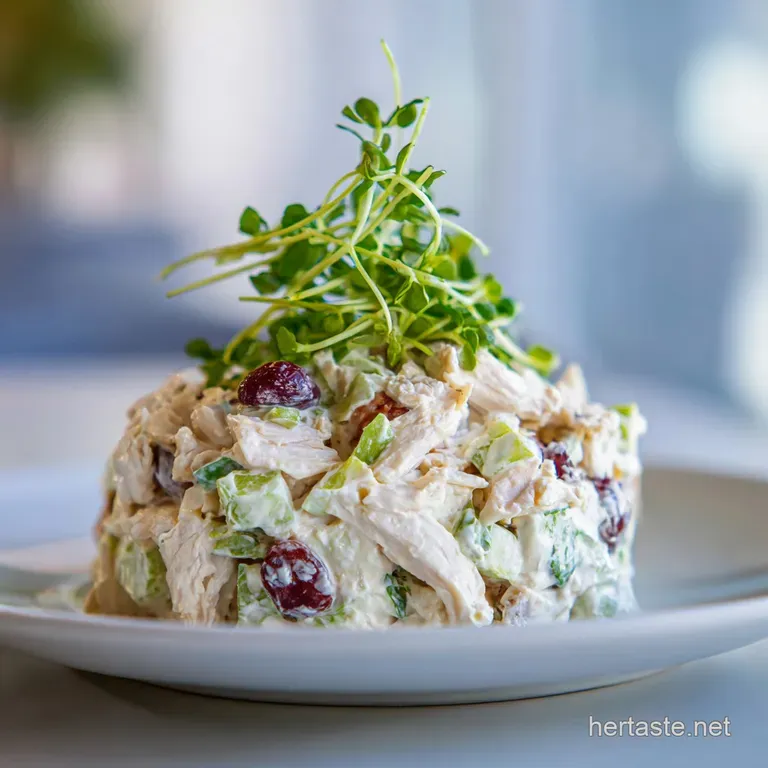 A scoop of fluffy chicken salad with visible chicken, grapes and celery, served on a croissant with crisp lettuce.