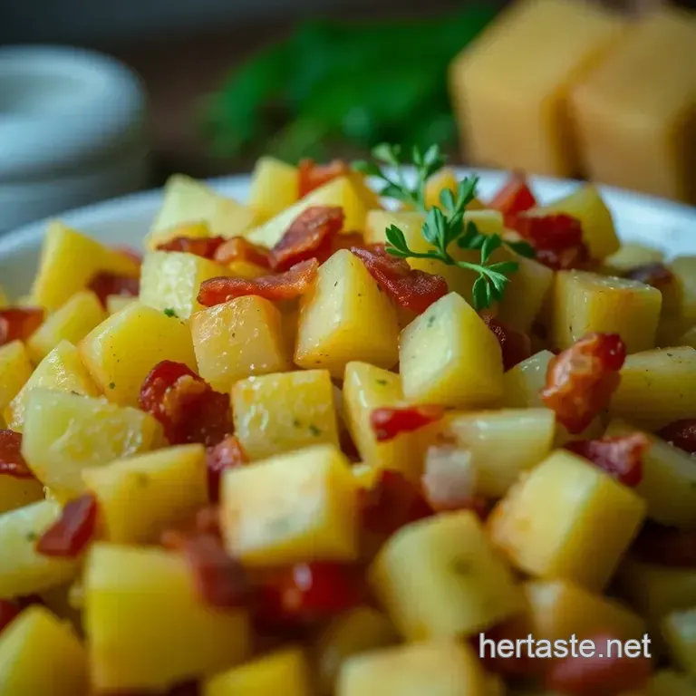 Classic German Warm Potato Salad (Kartoffelsalat) presentation