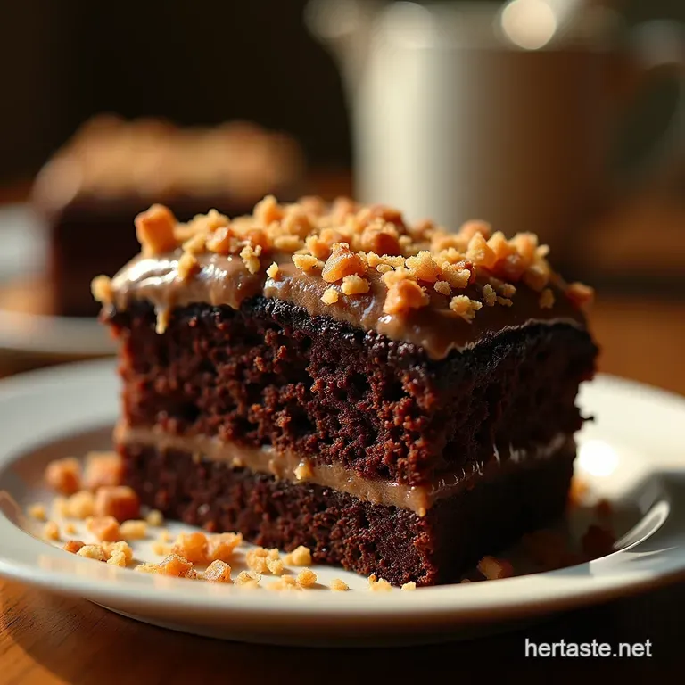 The Classic CoconutPecan Dream Truly Authentic Germans Chocolate Cake presentation