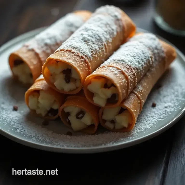 Classic Italian Cannoli with Sweet Ricotta Filling presentation