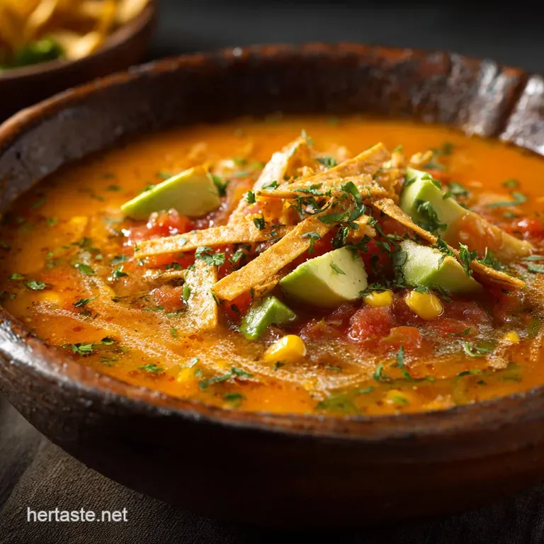The Chefs Signature Smoky Tortilla Soup Sopa Azteca presentation