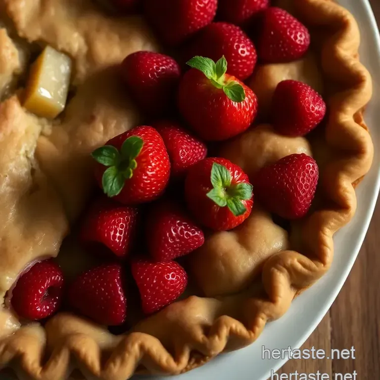 Classic Strawberry Rhubarb Pie with Flaky Crust presentation