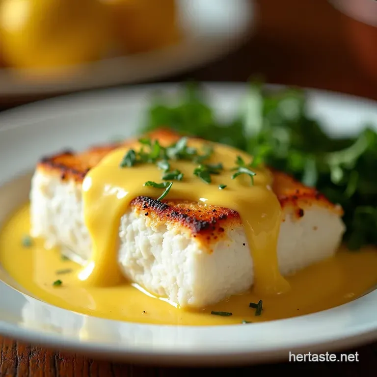 Caribbean Kiss Baked Cod in Silky Coconut Lemon Cream Sauce presentation