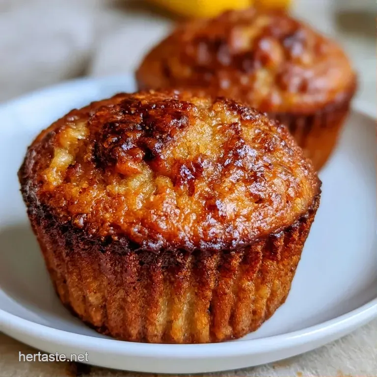 Three warm, amber-hued cakes stacked on a white ceramic plate, garnished with a drizzle of honey and fresh mint.