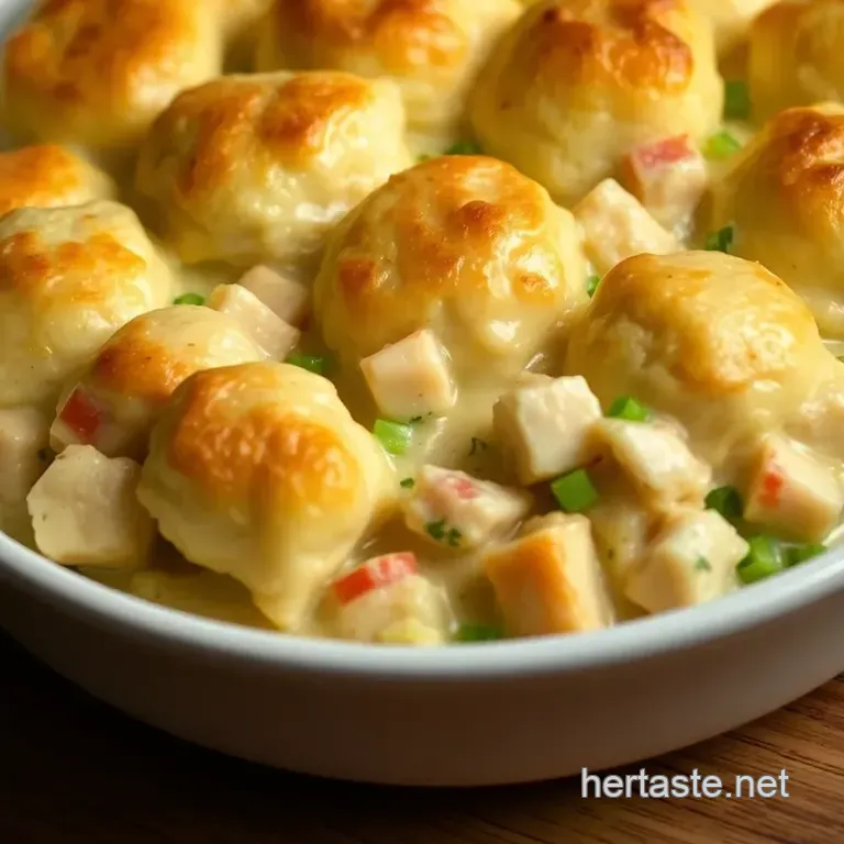 Comforting Chicken and Dumpling Casserole presentation