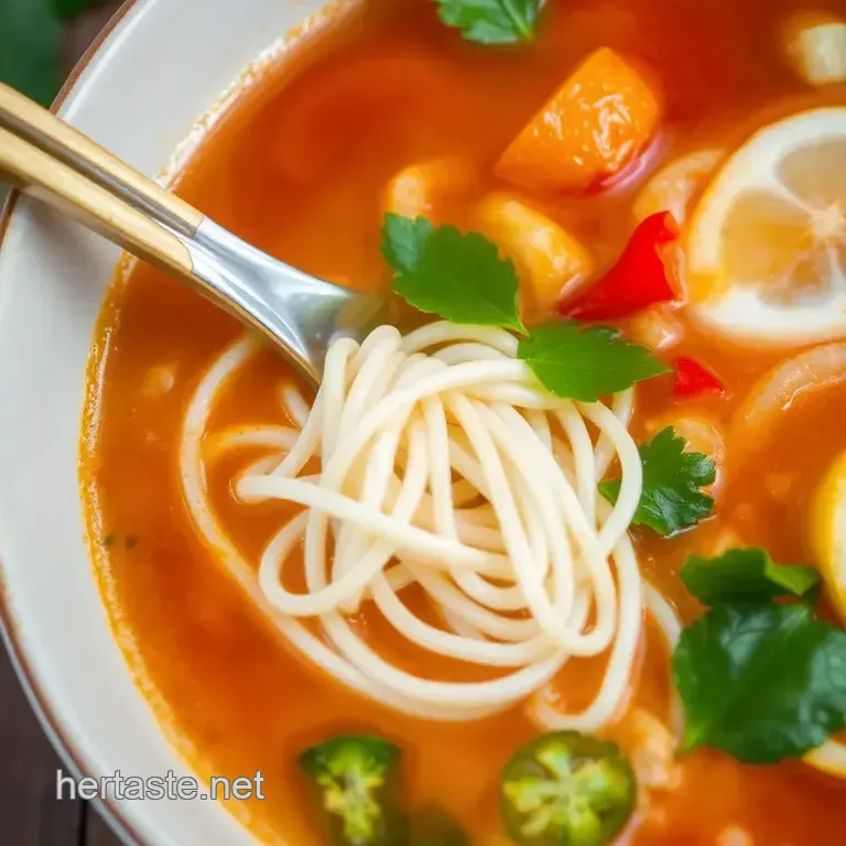 Quick Spicy Noodle Tom Yum Soup presentation