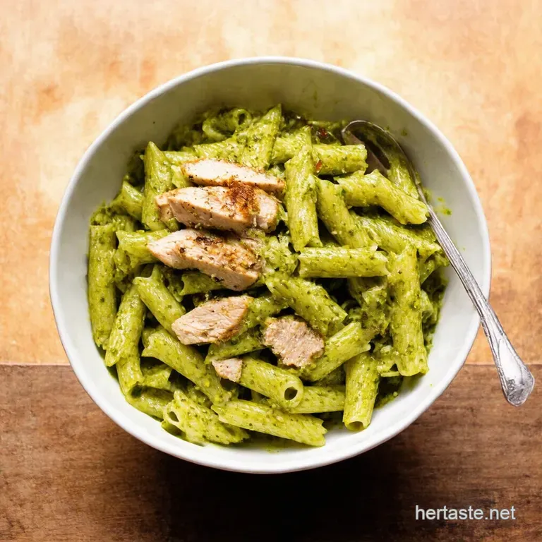 Creamy Avocado Pesto Chicken Pasta Salad Sunshine on a Plate presentation
