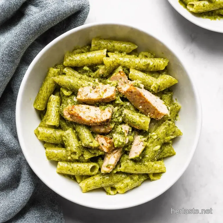 Healthy Chicken Pasta Salad with Pesto Summer in a Bowl