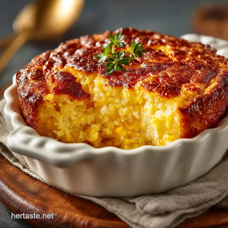 The Golden Spoonful Perfectly Creamy Baked Corn Pudding presentation