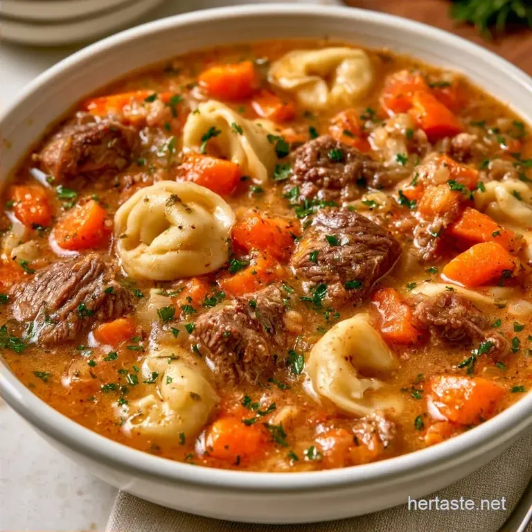 One-Pot Creamy Beef Tortellini Soup