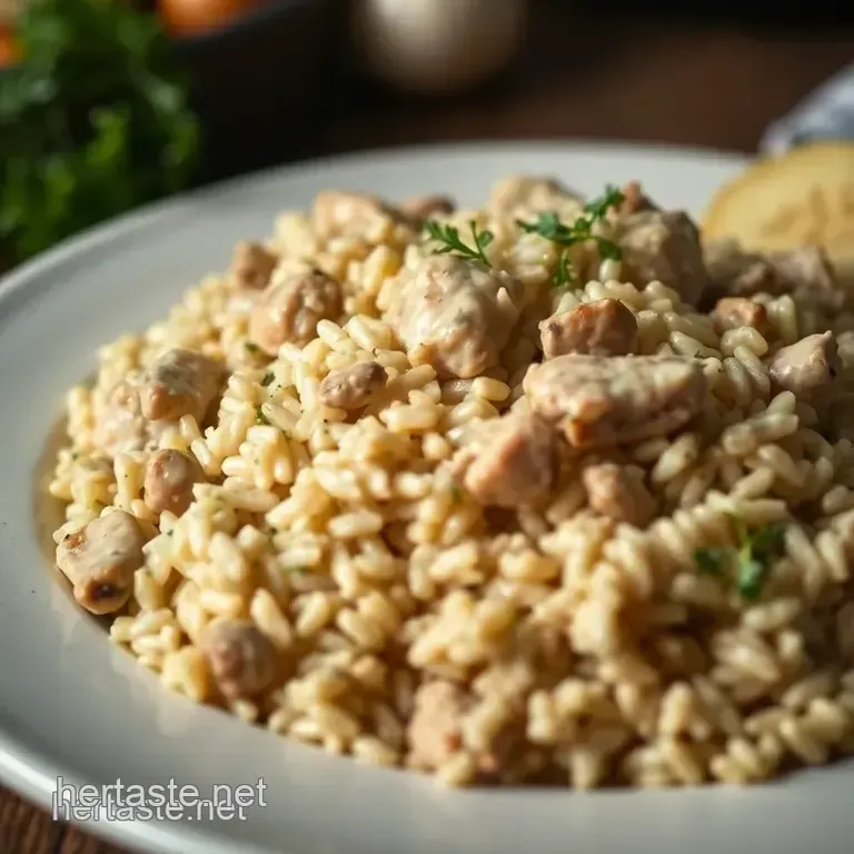 Creamy Chicken and Mushroom Rice: A Comforting Delight presentation