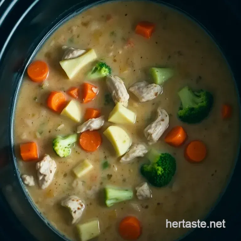 Creamy Chicken Broccoli Soup (Crock Pot) presentation