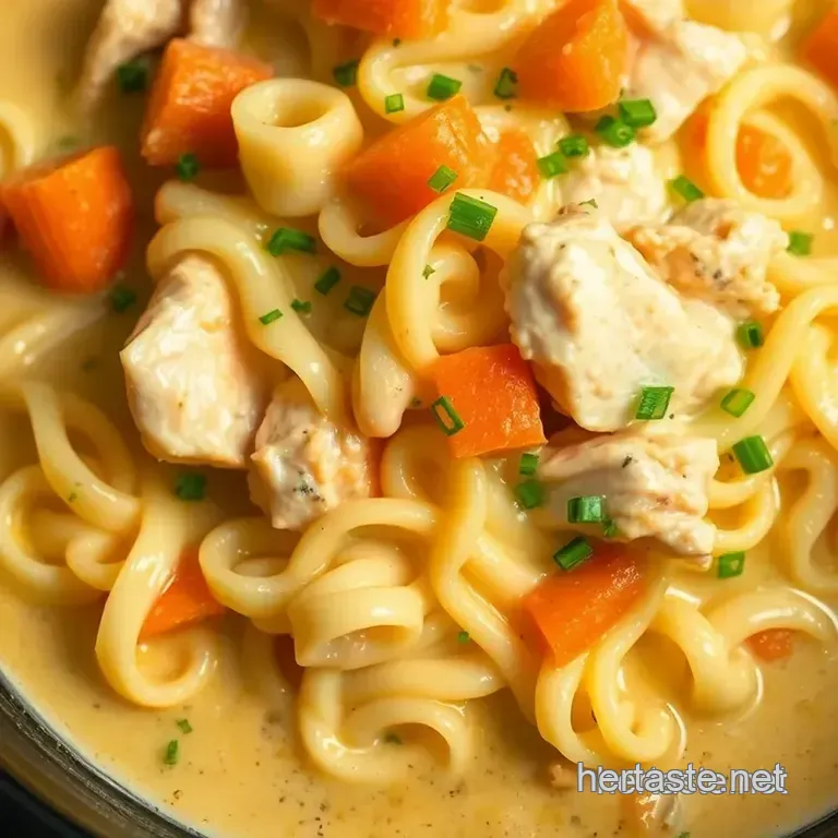 Creamy Crockpot Chicken Noodle Nirvana presentation