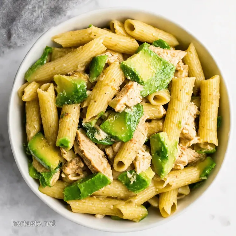 Creamy Dreamy Chicken Pasta Salad with Avocado Tomato